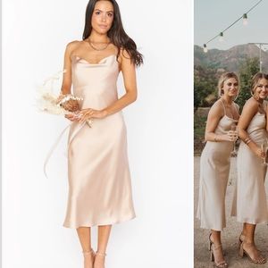 Show Me Your Mumu Verona Cowl Dress - Champagne Luxe Satin